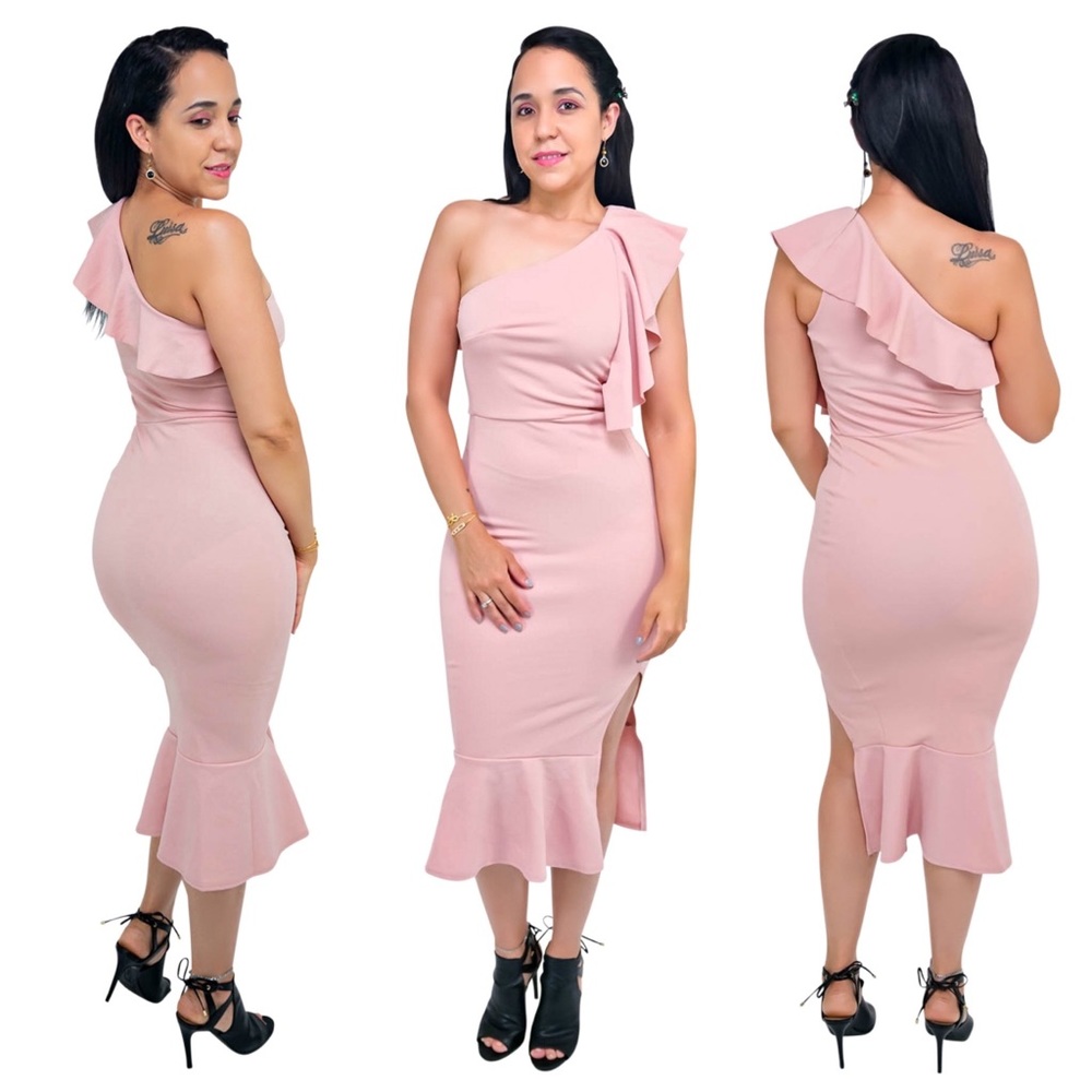 One Shoulder Midi Dress